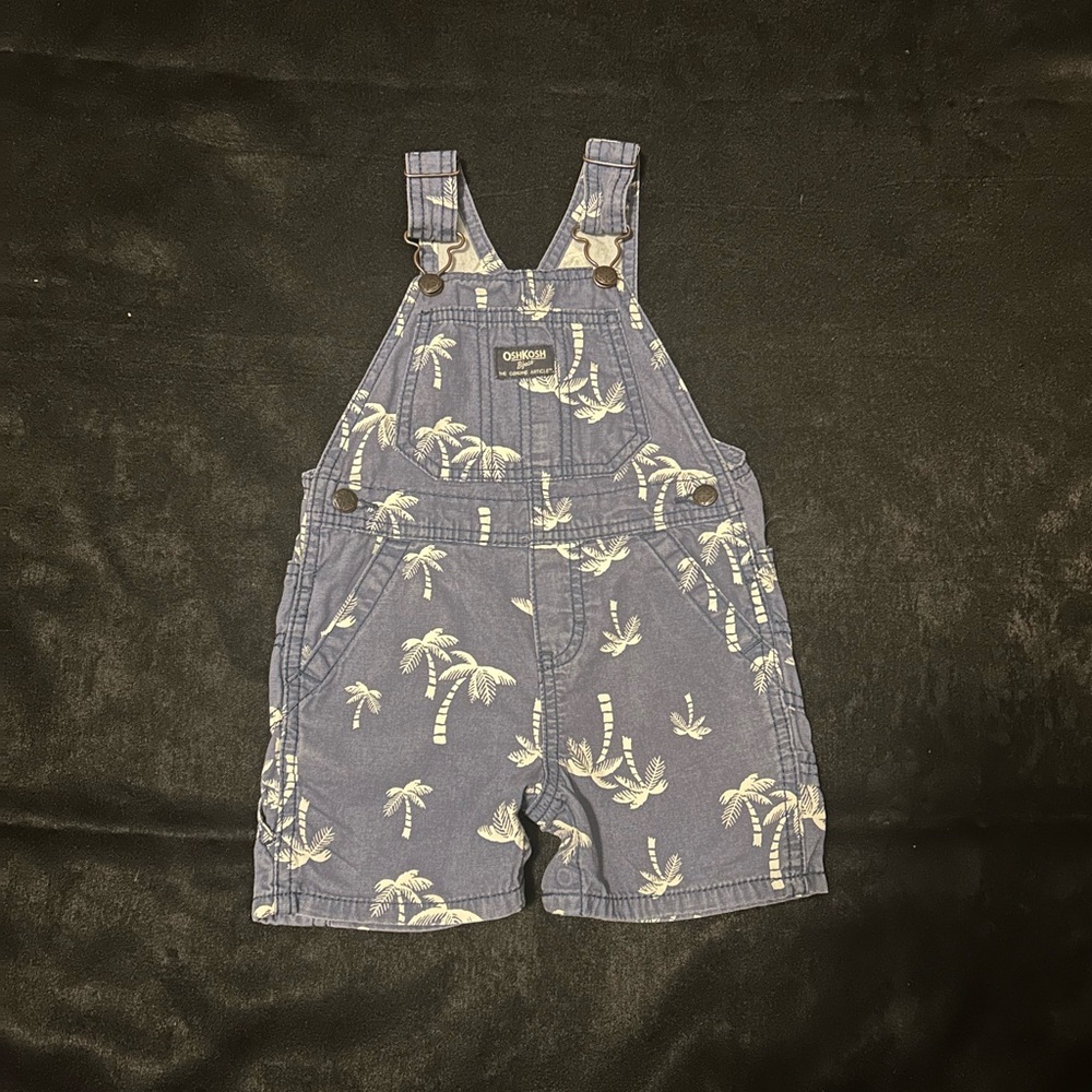 OshKosh B'gosh Navy Palm-Print Shortalls